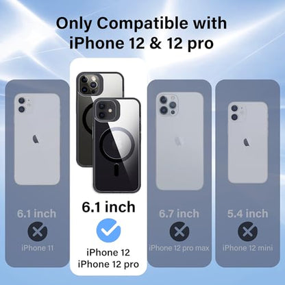 Supdeal Magnetic Clear Case for iPhone 12/12 Pro, [Compatible with MagSafe] [Non Slip Bumper & Not Yellowing] Military Grade Shockproof Transparent Silicone Phone Cover, 6.1", Black - color: Black, size: iPhone 12/12 Pro