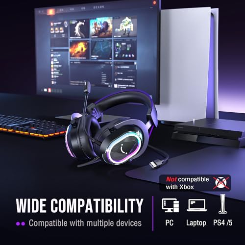 FIFINE H13BP Wired USB Gaming Headset for PC, PS4/5, Mac, Game/Chat Balance - color: Black and Purple
