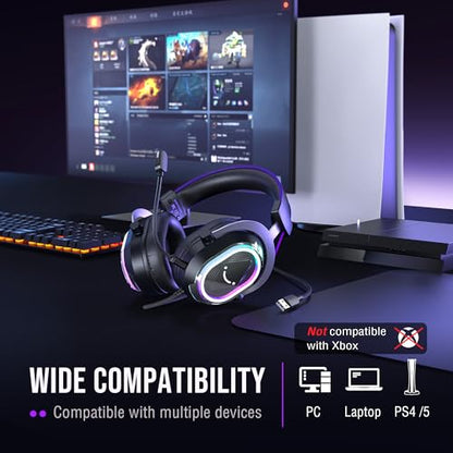 FIFINE H13BP Wired USB Gaming Headset for PC, PS4/5, Mac, Game/Chat Balance - color: Black and Purple