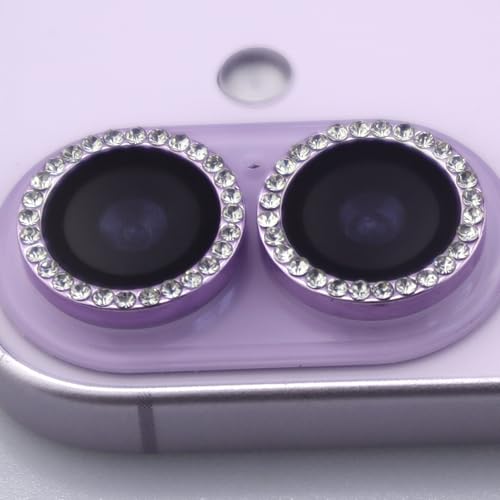 BONVAN for iPhone 17 Camera Lens Protector Bling Glitter Diamond Metal Crystal Tempered Glass Screen Accessories Rhinestones Lens Cover (Light Purple) - color: Light Purple