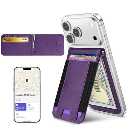 for Magsafe Wallet with Money Clip, Works with Apple Find My, 8 Card Holder - color: Lavender