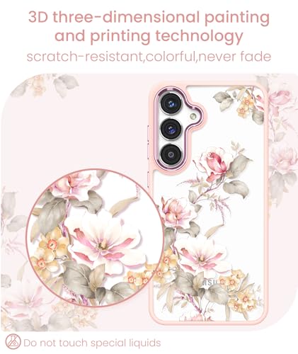 Crystal Clear Flower Pattern Case for Samsung Galaxy S26 FE-Peony | Girl Women Slim Soft TPU + Hard PC Military Grade Protective Phone Cover WithTempered Glass Screen Protector for S26 FE - color: S26 FE-Ranunculus
