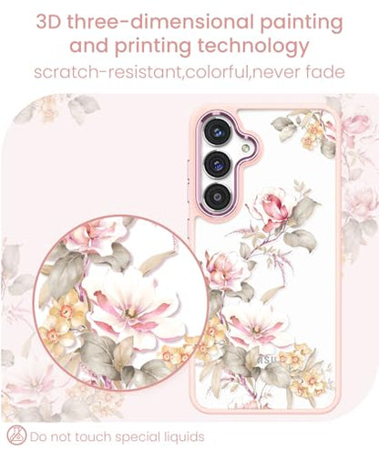 Crystal Clear Flower Pattern Case for Samsung Galaxy S26 FE-Peony | Girl Women Slim Soft TPU + Hard PC Military Grade Protective Phone Cover WithTempered Glass Screen Protector for S26 FE - color: S26 FE-Ranunculus