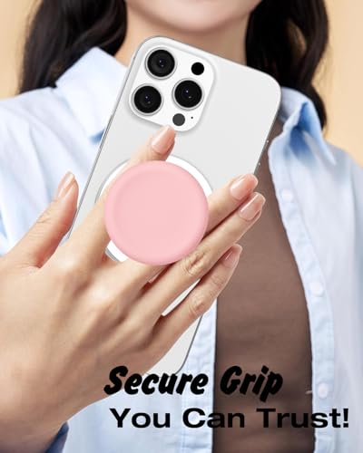 Svanove Silicone Magnetic Phone Grip Compatible with Magsafe Phone Grip Holder, Cute Cell Phones Grips Stand Collapsible Kickstand for iPhone Samsung, Slim Thin Matte Soft Rubber TPU, Light Pink - color: Pink, style: Magnetic