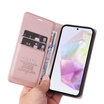 Compatible with Samsung Galaxy S25 FE Wallet Case PU Leather Flip Folio Case with Card Holder Magnetic Closure Shockproof Protective Phone Cover Rose Gold - color: Rose Gold, size: Samsung S25 FE