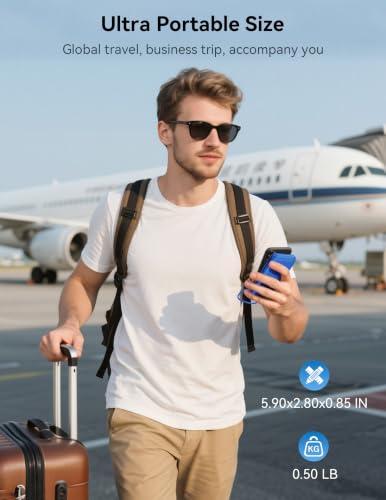 Portable Charger 10000mAh 20W, Wall Plug, 2 Cables, iWatch Charging - color: Sapphire Blue