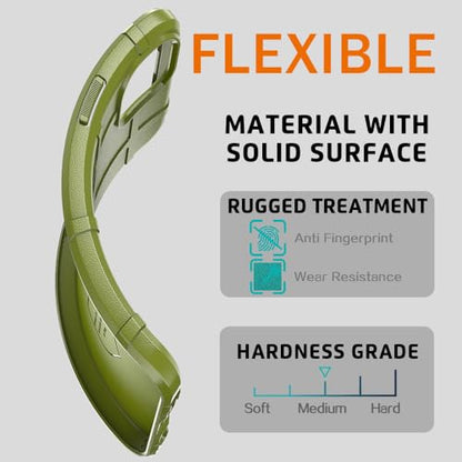 Rugged Shield 8ft Drop Proof TPU Thick Armor Tactical Protective Case Compatible with iPhone 15 Plus (6.7 inches) - Army Green - color: Army Green, size: iPhone 15 Plus