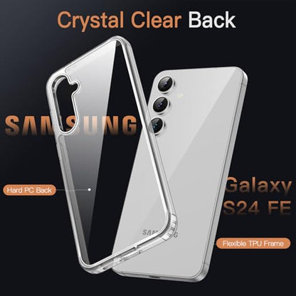 JETech Case for Samsung Galaxy S24 FE, Non-Yellowing Shockproof Bumper Protective Phone Cover, Anti-Scratch Hard PC Back (Clear) - color: Clear, size: Galaxy S24 FE