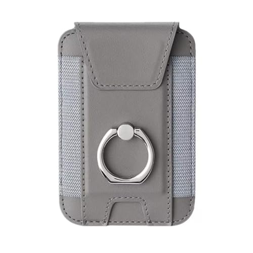 Magnetic Card Wallet Holder For Magsafe Wallets with Grip, 7 Cards Holder RFID Blocking, Ring Stand Stick on Wallet, Leather Magnetic Phone Wallet with Privacy Flap - color: Grey elastic circular support
