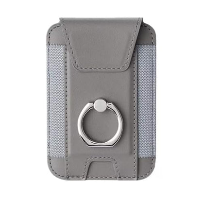 Magnetic Card Wallet Holder For Magsafe Wallets with Grip, 7 Cards Holder RFID Blocking, Ring Stand Stick on Wallet, Leather Magnetic Phone Wallet with Privacy Flap - color: Grey elastic circular support