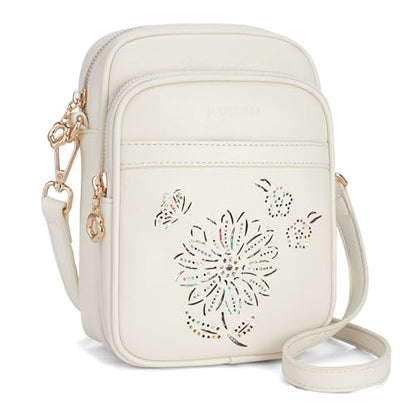 Small Crossbody Bags for Women, RFID Phone Purse with Card Slots, Triple Compartments Lightweight Shoulder Bag - color: 8-white