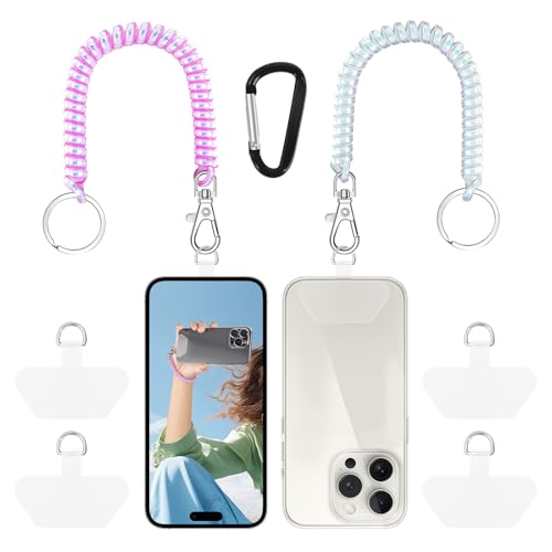 Doormoon Phone Tether Anti Theft, Phone Lanyard With Heavy Duty Carabiner - color: Pearlwhite and Pearlpurple - 2 Pack
