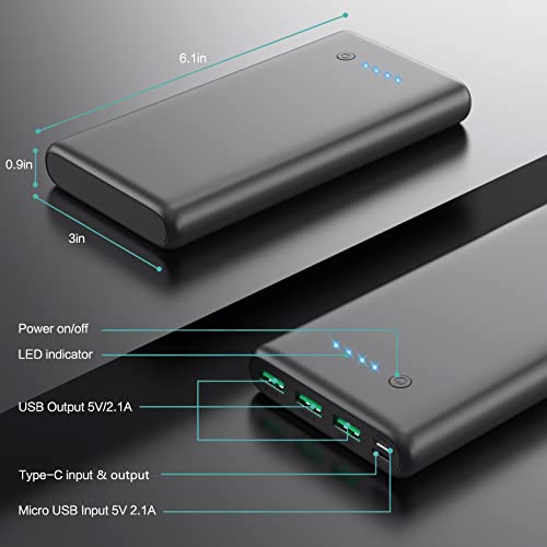 Portable Charger 36800mAh Power Bank,PD Fast Charging USB C External Battery Pack,4 Outputs 2 Inputs Travel Essentials Portable Phone Charger for iPhone 17/16/15/14/13/12,Galaxy S24 Android Phone etc - color: Black