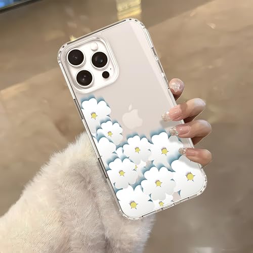 IAIYOXI Clear Case for iPhone 16 Pro, [Crystal Clear Military-Grade Drop Protection], Non-Yellowing, Slim Lightweight Transparent TPU Bumper Phone Case Cover Design - White Flower - color: White Flowers, size: iPhone 16 Pro