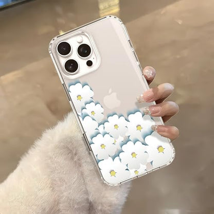 IAIYOXI Clear Case for iPhone 16 Pro, [Crystal Clear Military-Grade Drop Protection], Non-Yellowing, Slim Lightweight Transparent TPU Bumper Phone Case Cover Design - White Flower - color: White Flowers, size: iPhone 16 Pro