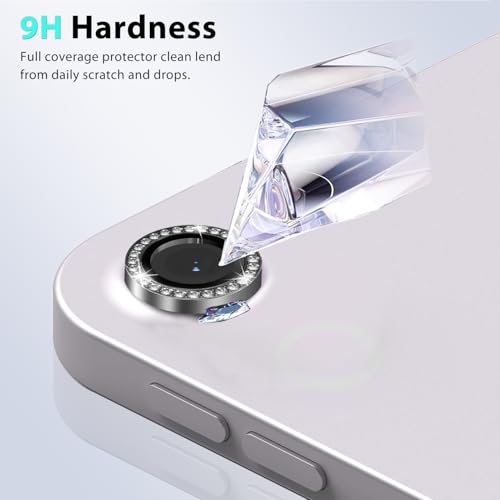 Zeking (2 Set Bling Camera Lens Protector Compatible with iPad Air 11 (2026) 5G, Glitter Bling Sparkly 9H Tempered Glass Protector Metal Individual Ring (Bling-Black) - color: BlingBlack