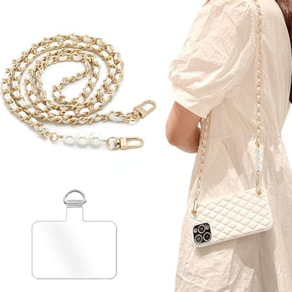 Phone Crossbody Chain Cell Phone Lanyard,Leather+Metal Shouder Strap Universal Phone Strap with Phone Tether Patches (K) - color: F