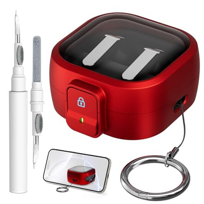 for Samsung Galaxy Buds 4/Buds 4 Pro Case (2026) with Secure Safety Lock Clip,Shockproof Scratch-Resistant TPU Transparent Soft Shell Protective Cover Accessories with Carabiner/Cleaning Kit(Red) - color: Red