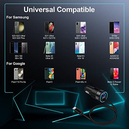 Type C Car Charger Adapter Plug USB C 48W USB Charger+USB C Cable Fast Charging Compatible for Motorola Razr/Razr+/Razr 40 50 Ultra/Edge 2024/Edge+/Edge 5G UW/G Power/G Stylus 5G 2024/5G 2024/G Play
