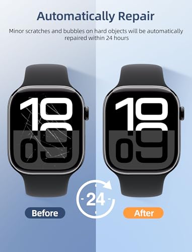 [8 Pack] Screen Protector for Apple Watch 46mm Series 10 Anti-Scratch,iWatch Self-Healing Soft TPU,Bubble-Free,HD Clear Soft Watch Film,Touch Sensitive,Ultra-thin for iWatch Accessories - size: 46mm Series10
