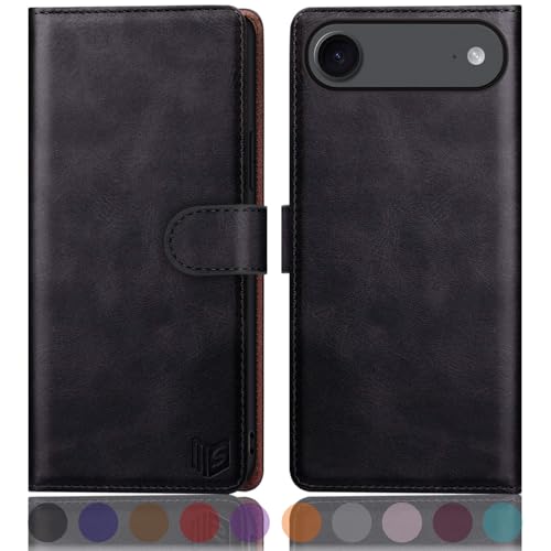 SUANPOT Compatible with iPhone Air 6.5" Wallet case with RFID Blocking Credit Card Holder,Flip Book PU Leather Protective Cover Women Men for Apple iPhone 17 Air Phone case Black - color: Black, size: iPhone Air 6.5"