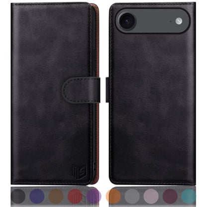 SUANPOT Compatible with iPhone Air 6.5" Wallet case with RFID Blocking Credit Card Holder,Flip Book PU Leather Protective Cover Women Men for Apple iPhone 17 Air Phone case Black - color: Black, size: iPhone Air 6.5"