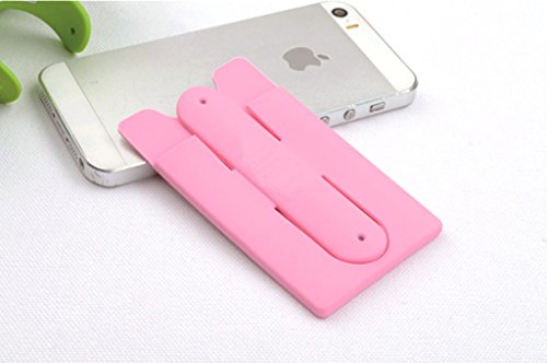 Card Holder with Cell Phone Stand,Stick-on Silicon Rubber Smartphone Sleeve Support Wallet(6pcs)