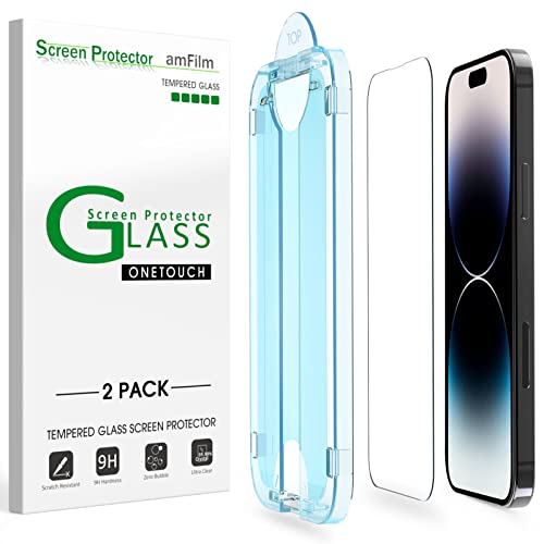 amFilm OneTouch for iPhone 14 Pro Max Screen Protector 6.7'' Tempered Glass - size: 14 Pro-6.7"