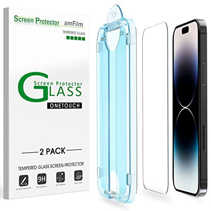 amFilm OneTouch for iPhone 14 Pro Max Screen Protector 6.7'' Tempered Glass - size: 14 Pro-6.7"