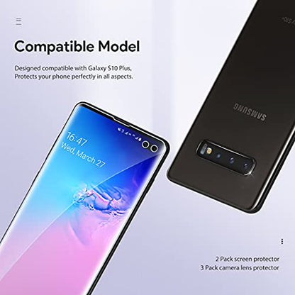 L K [3 Pack] Screen Protector for Samsung Galaxy S10 Plus, [Self Healing] [in-Display Fingerprint] HD Effect Flexible Film