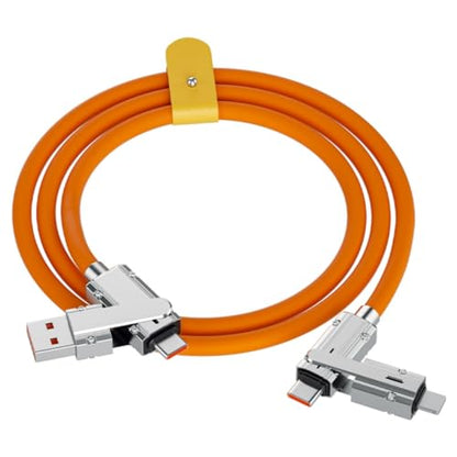 2 Pack USB C to C Cable 5ft Chubby Silicone 4 in 1 USB C Charging Cable - color: Orange+Blue