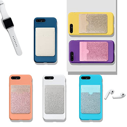 6 Pcs 6 Pcs Stick on Phone Card Holder Wallet, Solid, Bright Color - color: Bright Color