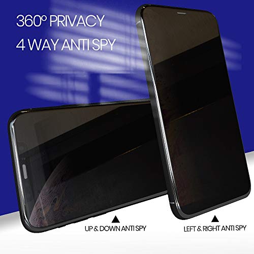 4 Way 360° Privacy Tempered Glass Screen Protector for iPhone 11 / iPhone XR, Horizontal and Vertical Anti Spy 9H Scratch Resistant Case Friendly, 2 Pack