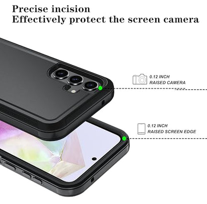 Qinmay Phone Case for Samsung Galaxy A37 5G Case with HD Screen Protector, Heavy Duty Shockproof & Dropproof 3-Layer Cover Phone Case for Galaxy A37,Black - color: Black
