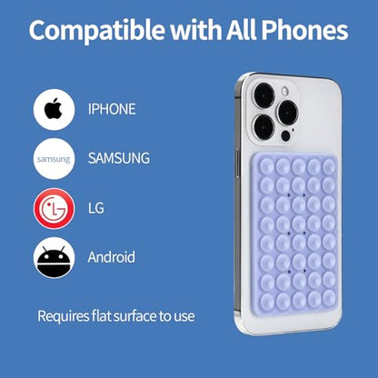 Silicone Suction Phone Case Adhesive Mount, Hands-Free Strong Grip Holder for Selfies, Silicon Adhesive Stand Sticky for Cell Phone (Purple) - color: Purple