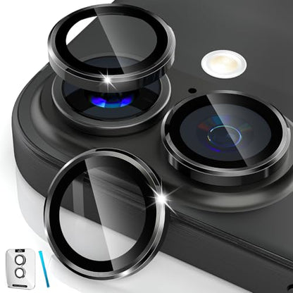 imluckies for iPhone 16 / iPhone 16 Plus/iPhone 17 Camera Lens Protector, AR+AF Tempered Glass 9H Anti-Scratch Metal Individual Lens Cover, HD Clear Camera Accessories, Case Friendly - Black - color: Black