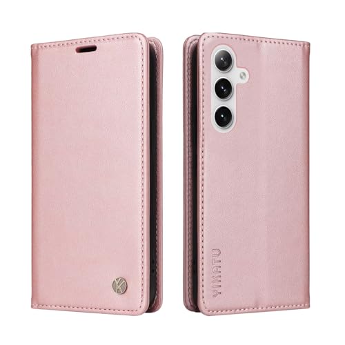 Compatible with Samsung Galaxy S24 Wallet Case PU Leather Flip Folio Case with Card Holder Magnetic Closure Shockproof Protective Phone Cover Rose Gold - color: Rose Gold, size: Samsung S24