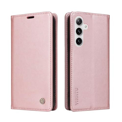 Compatible with Samsung Galaxy S24 Wallet Case PU Leather Flip Folio Case with Card Holder Magnetic Closure Shockproof Protective Phone Cover Rose Gold - color: Rose Gold, size: Samsung S24