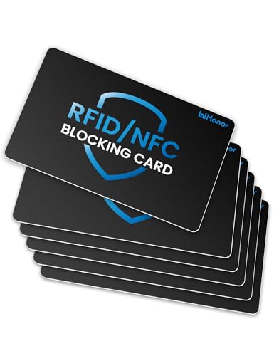 WHonor RFID Blocking Card 6 Pack, Anti-Theft Debit & Credit Card Protector | Contactless NFC Blocker, Slim Security Card, Wallet Shield & Purse Protection, Premium PVC, Waterproof & Scratch-Resistant