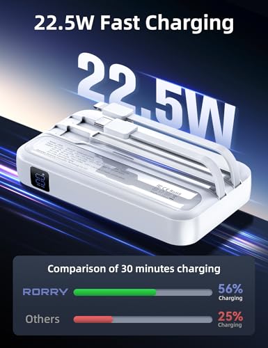 RORRY Portable Charger 3 in 1 with Wall Plug 10000mAh Power Bank for iPhone - color: Pink