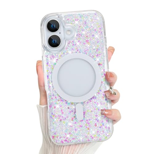 Bonoma for iPhone 17 Case 2025 Bling Crystal -Sparkly Glitter | Sparkly Glitter Back, Magnetic Support for MagSafe Shockproof, and Clear High-Duty Protection for Girls Women - color: Sparkly Glitter, size: iPhone 17