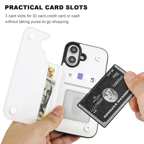 ONETOP for iPhone 16 Wallet Case with Credit Card Holder,White - color: White