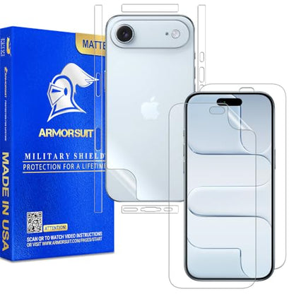 ArmorSuit 2+2 Pack Paper-Feel Texture Full Body Skin + Screen Protector for iPhone Air [6.6 inch] MilitaryShield Matte Film - Made in the USA - size: iPhone Air 6.6" Full Skin-Matte