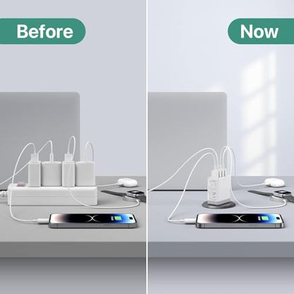 USB Charger, 4 Port USBA Wall Charging Block, Fast Charge QC 3.0 Plug Adapter Compatible with iPhone 12/13/14/15/XS/XS Max/XR/X, LG, Google Pixel and More - color: 1 Pack-4-USB-A