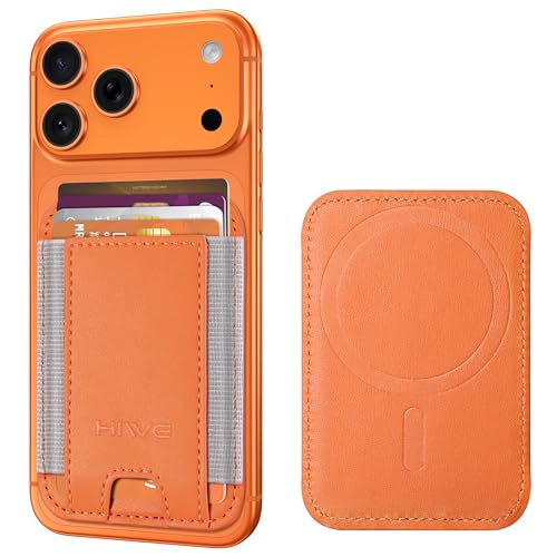 HiWe for MagSafe Wallet, 7 Cards Holder for Phone Case, RFID Blocking - color: Cosmic Orange Wallet - Grey Band