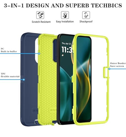Qinmay Phone Case for Motorola Moto G 2025/Moto G Play 5G 2025 Case with HD Screen Protector, Heavy Duty Shockproof & Dropproof 3-Layer Cover Phone Case,DarkBlueGreen - color: DarkBlueGreen