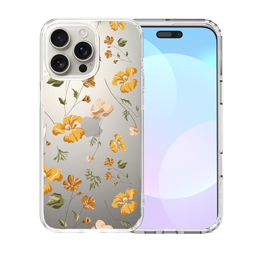 IAIYOXI Clear Case for iPhone 16 Pro, [Crystal Clear Military-Grade Drop Protection], Non-Yellowing, Slim Lightweight Transparent TPU Bumper Phone Case Cover Design - Yellow Flower - color: Yellow Flowers, size: iPhone 16 Pro