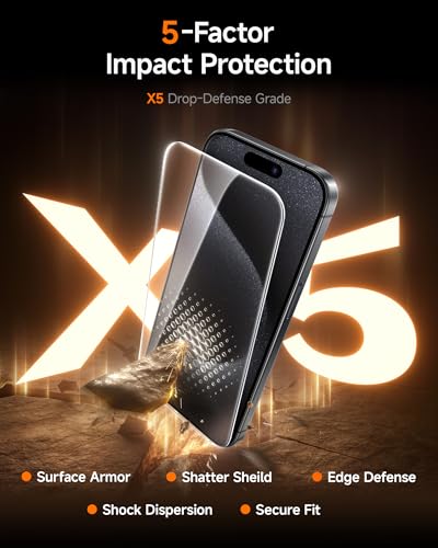 SMARTDEVIL 2 Pack for iPhone 15 Pro Max Screen Protector, 9H Hardness Military Grade Shatterproof, HD Clear Tempered Glass with Auto Dust-Elimination, Bubble Free, Easy Installation, Case Friendly | 9H Hardness Military Grade Shatterproof, HD Clear Temper