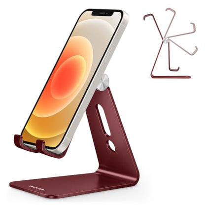 OMOTON C2 Adjustable Cell Phone Stand with Charging Cutout, Cherry Red - color: Cherry Red