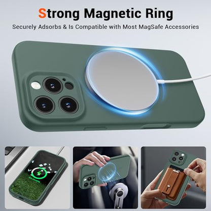 SUPFINE Silicone & Magnetic for iPhone 16 Pro Max Case - color: Acacia Green, size: iPhone 16 Pro Max